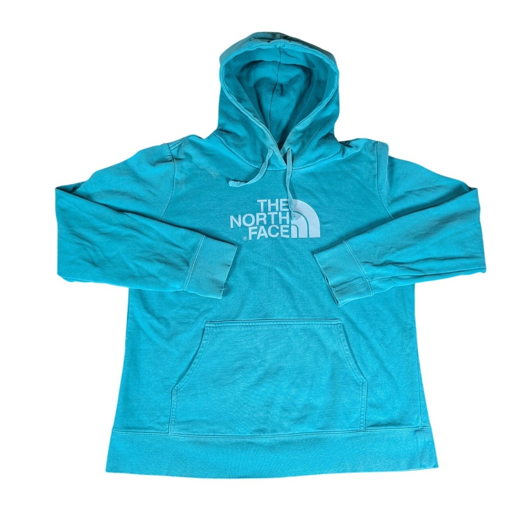 The North Face Womens Pullover Hoodie Turquoise Blue‎ Pink Logo XL TG